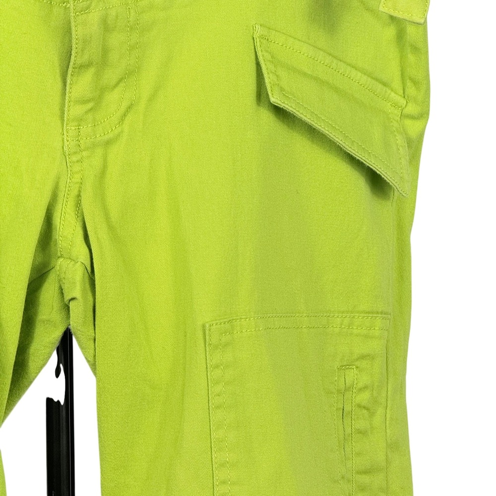 Rampage Cargo Pants Women's 3 Lime Green Drawstring Hem Utility Y2K Streetwear - Picture 6 of 6